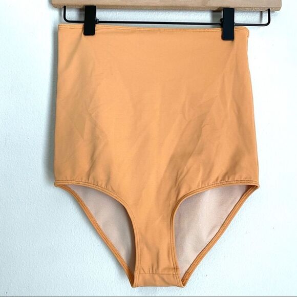 KORTNI JEANE extended high waist swim bottom in peach - Picture 1 of 5